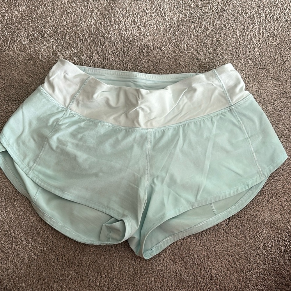 Light Blue Lululemon Speed Ups Shorts